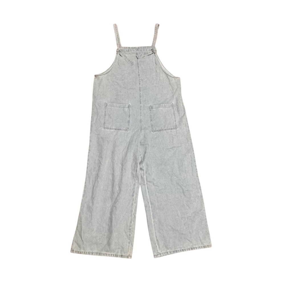 Cupshe Denim Overalls Women XL Light Blue New Wide Leg Tie Strap Light Wash Bib
